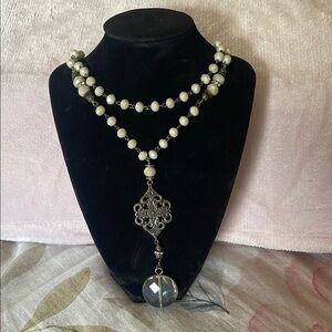 Timeless Silver and White Double-Strand Necklace